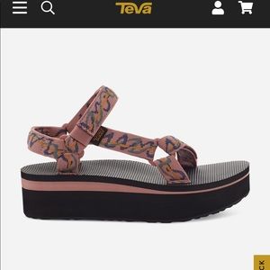 Pink Teva platform universal sandals